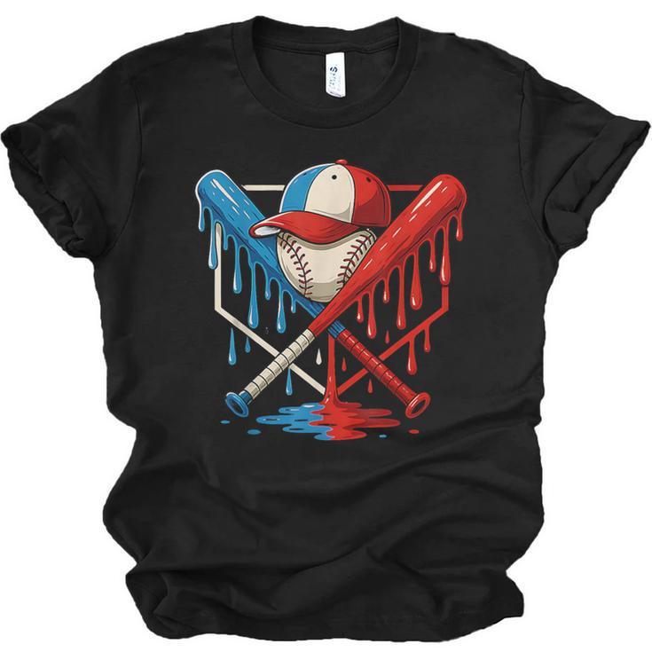 American Baseball Drip Graffiti Ball And Bat Unisex Jersey T-Shirt