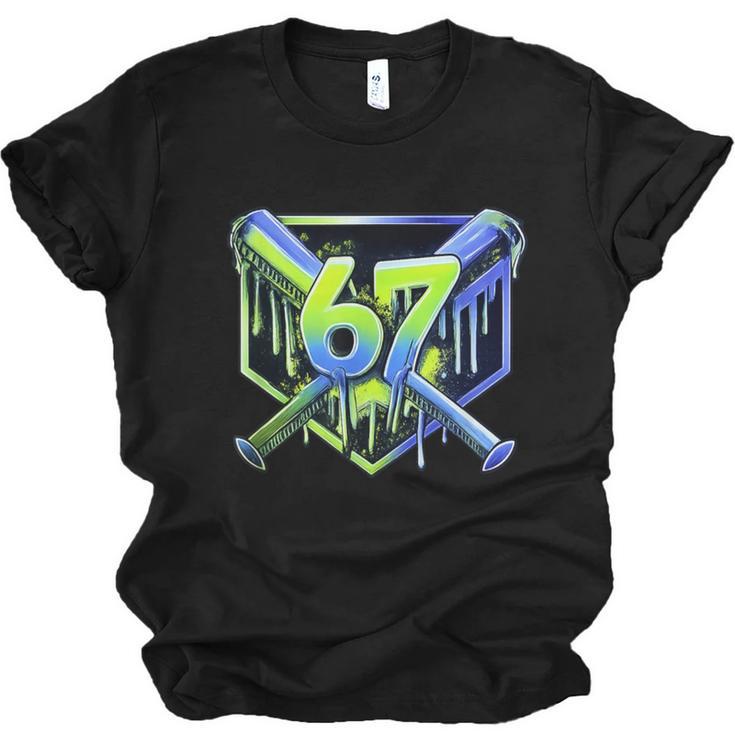 Awesome 67 Baseball Drip Effect Baseball 6-7 Meme Graphic Unisex Jersey T-Shirt