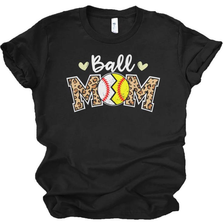Ball Mom Leopard Baseball Softball Player Mom Unisex Jersey T-Shirt