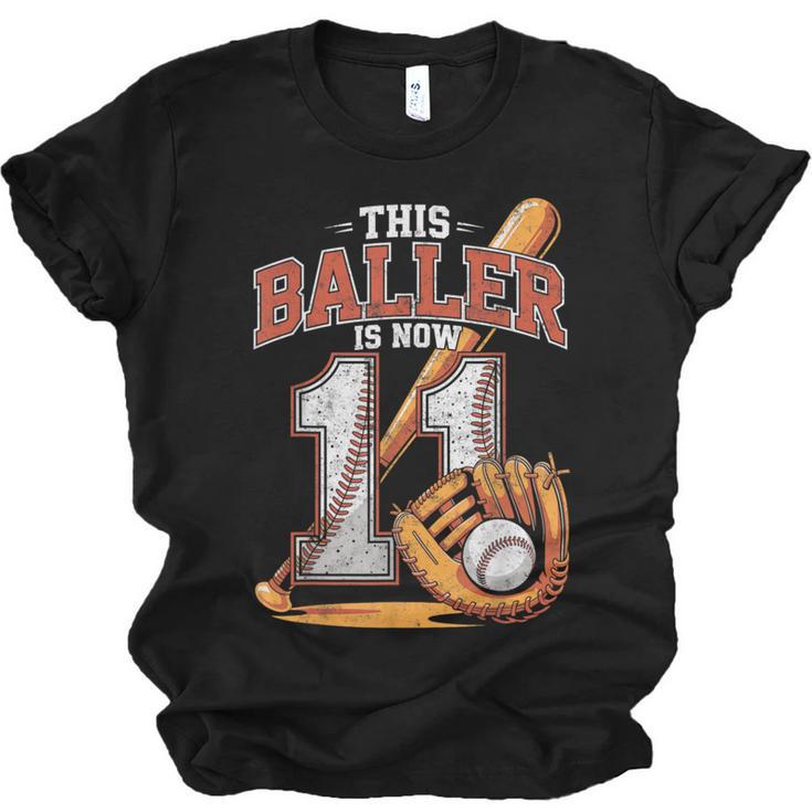 This Baller Is Now 11 Year Baseball Player 11th Birthday Boy Unisex Jersey T-Shirt