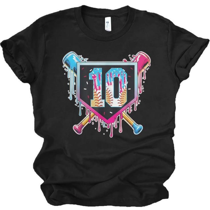 Baseball 10 Year Old Boy Ice Cream Drip 10th Birthday Player Unisex Jersey T-Shirt