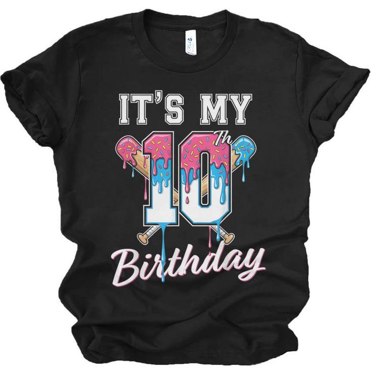 Baseball 10 Year Old Ice Cream Drip 10th Birthday Boys Unisex Jersey T-Shirt
