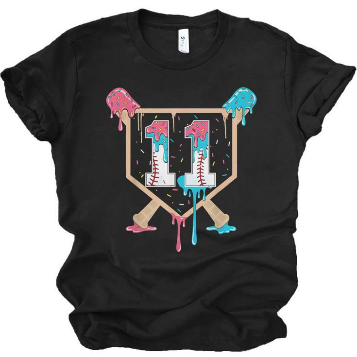 Baseball 11 Year Old Ice Cream Drip 11th Birthday Boy Player Unisex Jersey T-Shirt