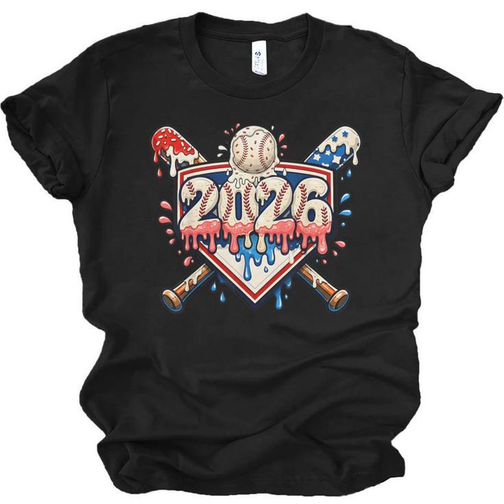Baseball 2026 Ice Cream Drip Bats For Boys Birthday Graphic Unisex Jersey T-Shirt