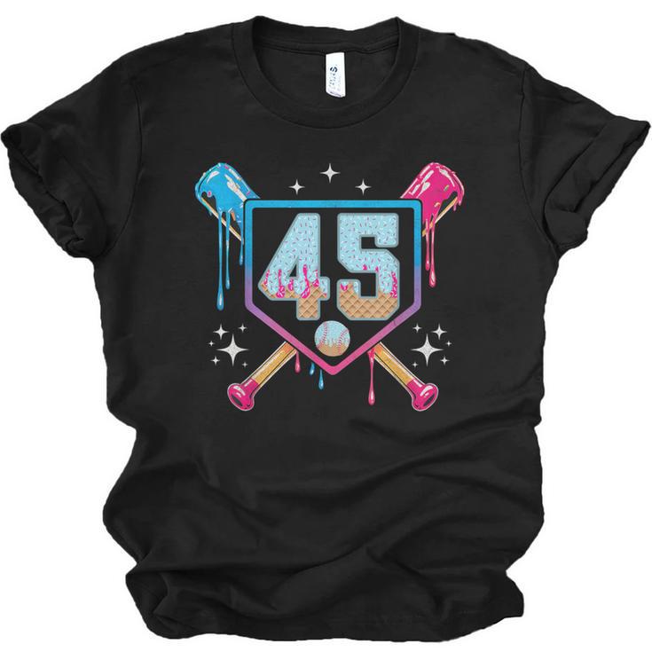 Baseball 45 Year Old Ice Cream Drip 45th Birthday Number 45 Unisex Jersey T-Shirt