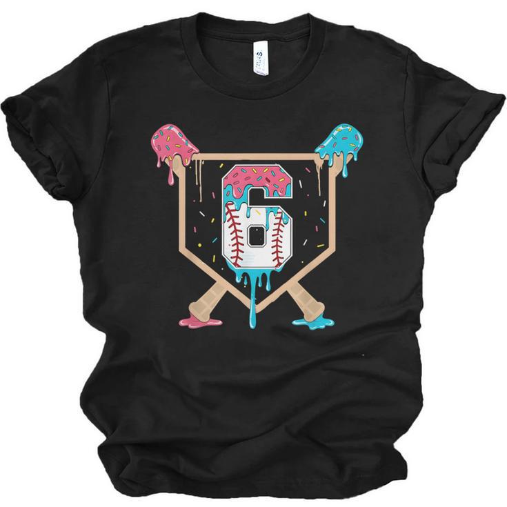Baseball 6 Year Old Ice Cream Drip 6th Birthday Boys Player Unisex Jersey T-Shirt