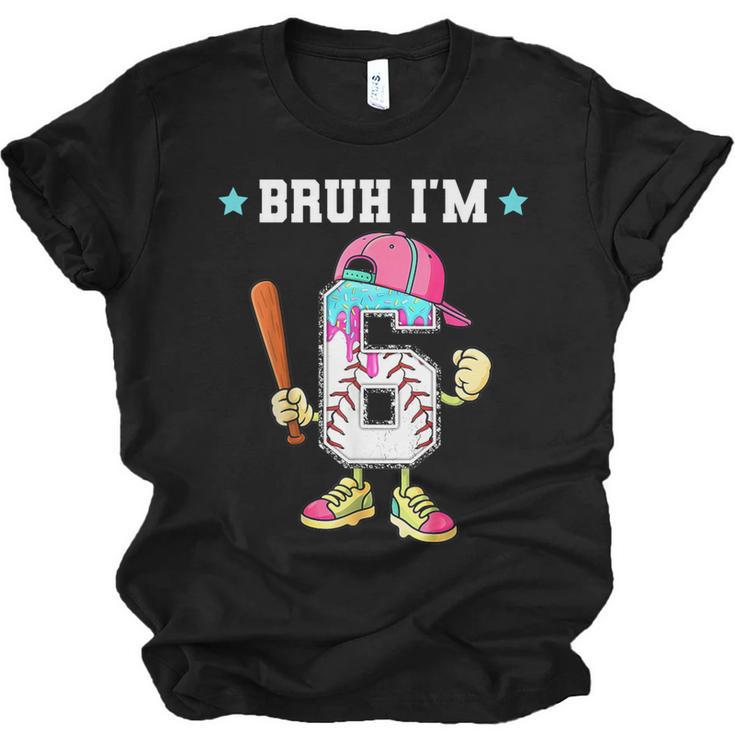 Baseball 6th Birthday Boy Ice Cream Drip Bruh I'm 6 Year Old Unisex Jersey T-Shirt