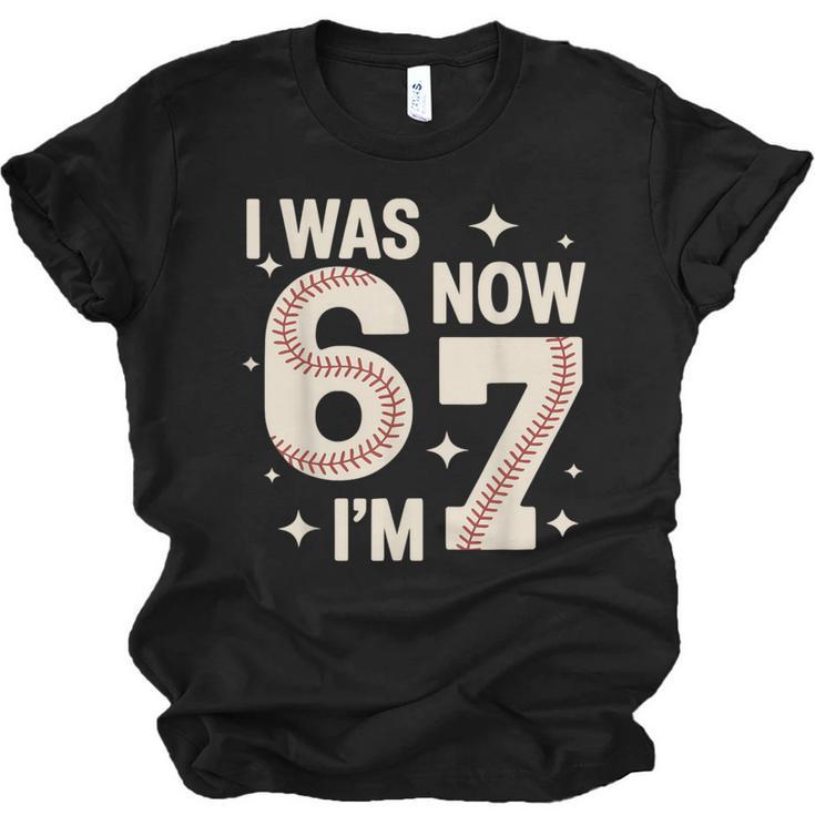 Baseball 7th Birthday 6 7 Years Old I Was 6 Now I'm 7 Unisex Jersey T-Shirt