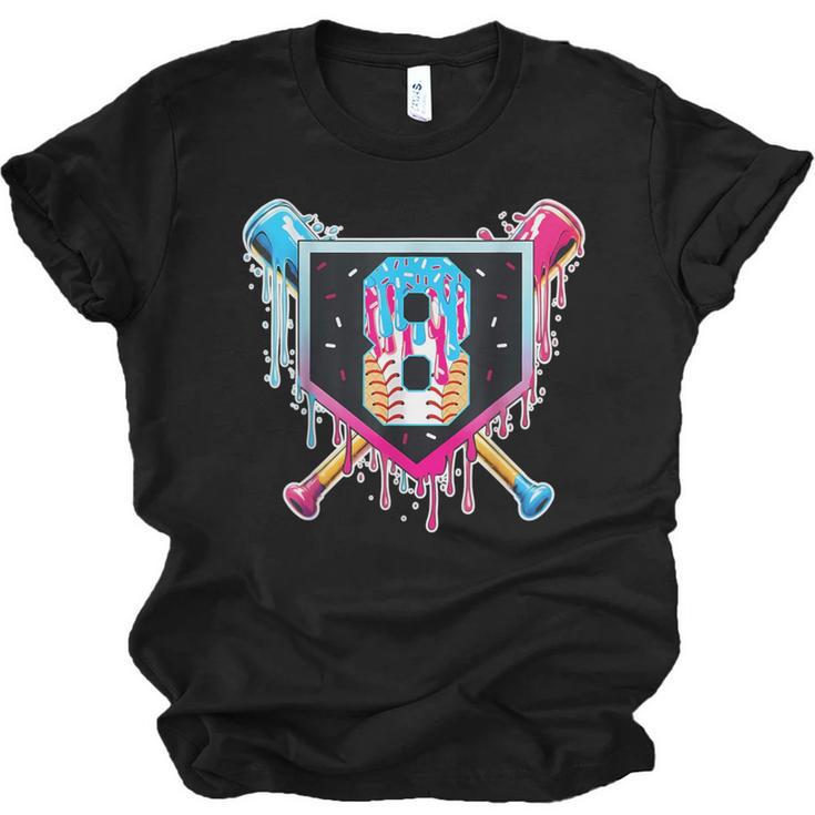 Baseball 8 Year Old Boy Ice Cream Drip 8th Birthday Player Unisex Jersey T-Shirt