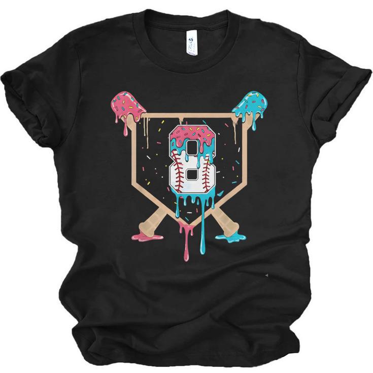 Baseball 8 Year Old Ice Cream Drip 8th Birthday Boys Player Unisex Jersey T-Shirt