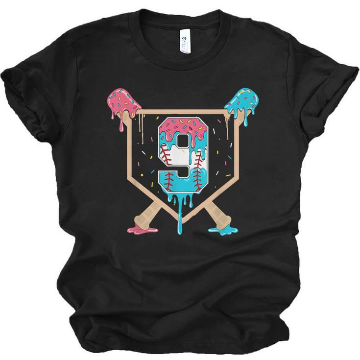 Baseball 9 Year Old Ice Cream Drip 9th Birthday Boys Player Unisex Jersey T-Shirt
