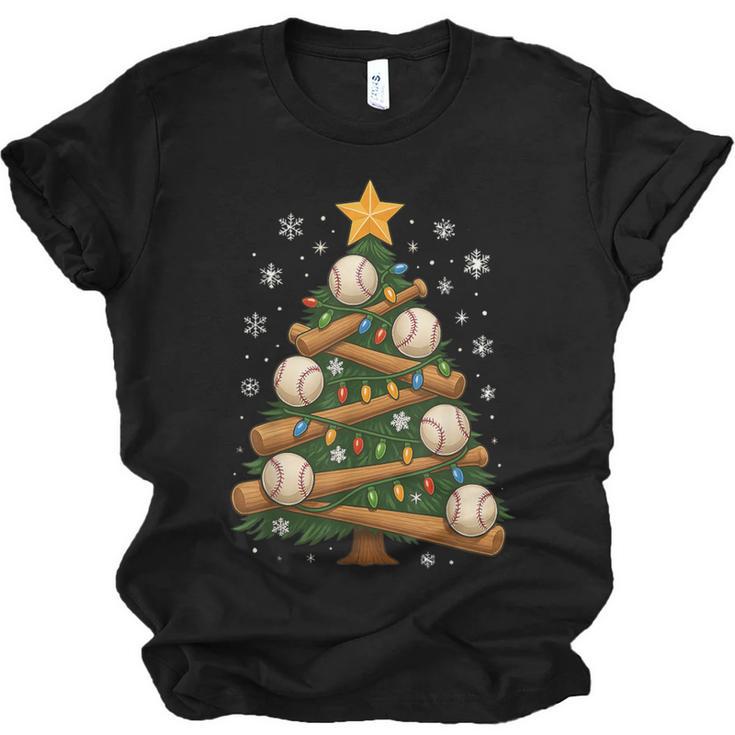 Baseball Bat Christmas Tree Lights Holiday Xmas Unisex Jersey T-Shirt