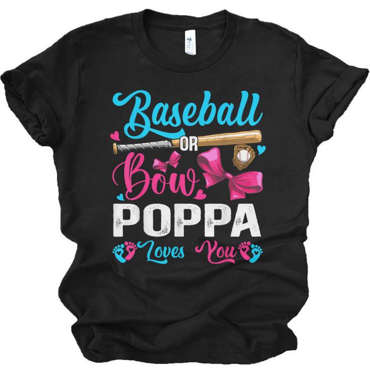 Baseball Or Bows Poppa Loves You Gender Reveal Unisex Jersey T-Shirt