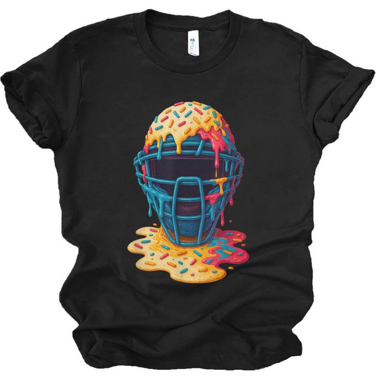 Baseball Catcher Mask Ice Cream Dripping Baseball Fan Boys Unisex Jersey T-Shirt