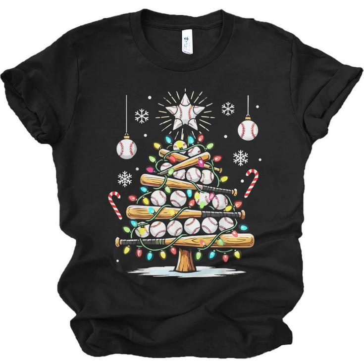 Baseball Christmas Tree Lights Unisex Jersey T-Shirt