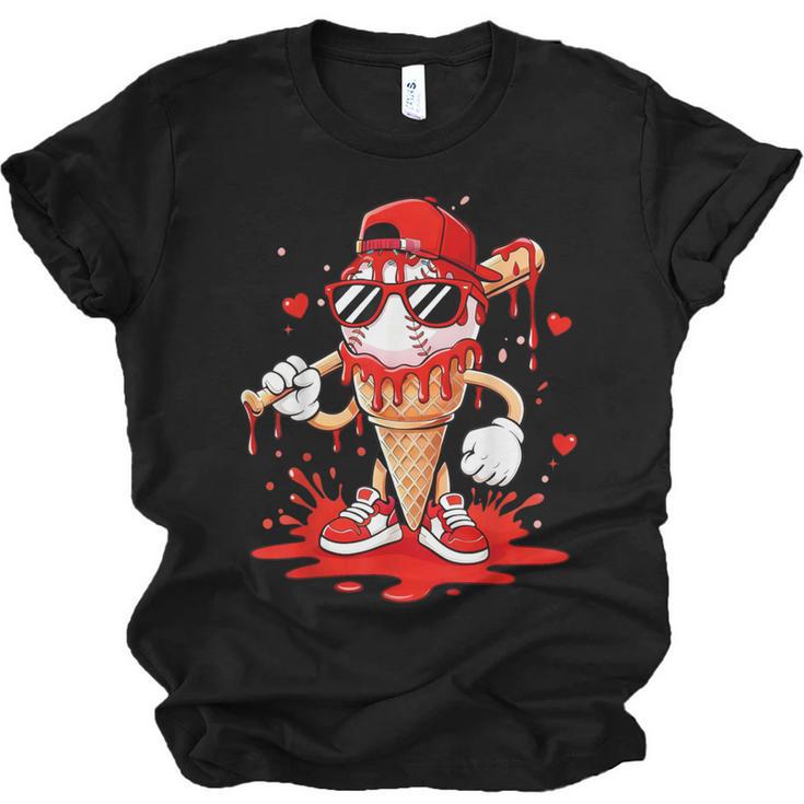 Baseball Drip Ice Cream Apparel Youth Boys Valentines Unisex Jersey T-Shirt