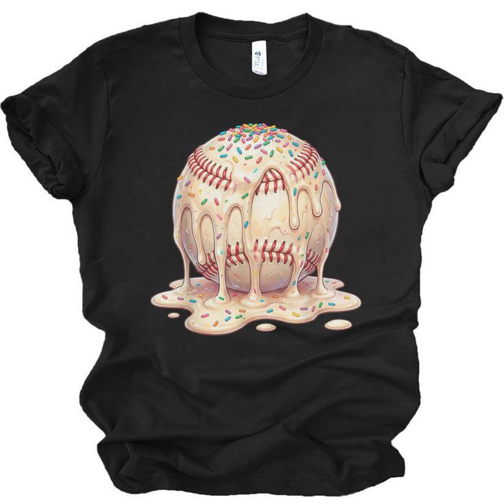 Baseball Drip Ice Cream Melting Illustration Unisex Jersey T-Shirt