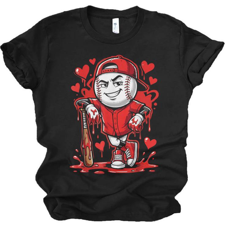 Baseball Drip Icecream Heart Red Valentine Day Boys Kids Unisex Jersey T-Shirt