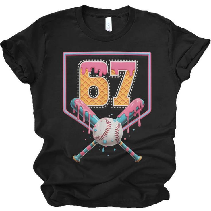 Baseball Drip Number 67 Fun Six Seven 6 7 Meme Unisex Jersey T-Shirt