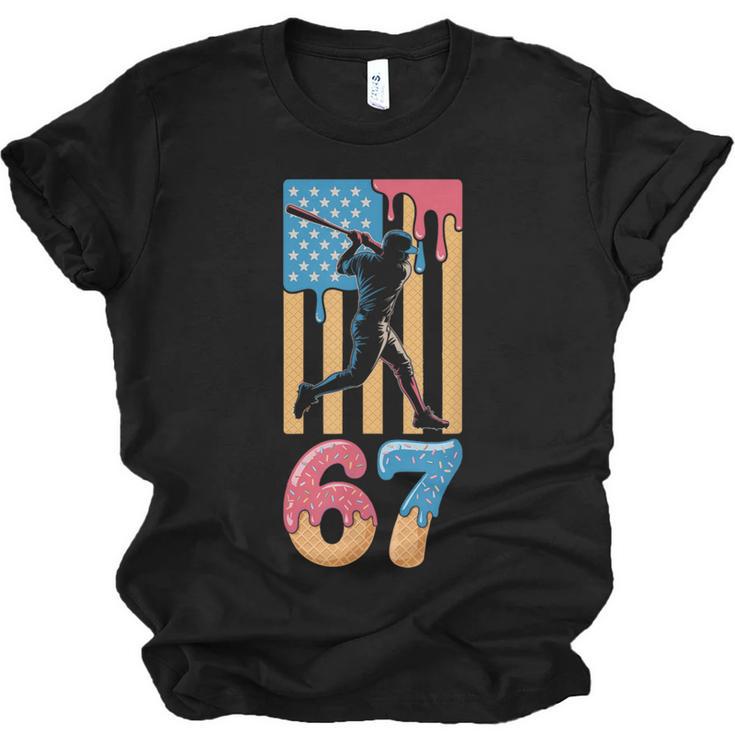 Baseball Drip USA Flag 67 Player 67th Birthday Ice Cream 67 Unisex Jersey T-Shirt