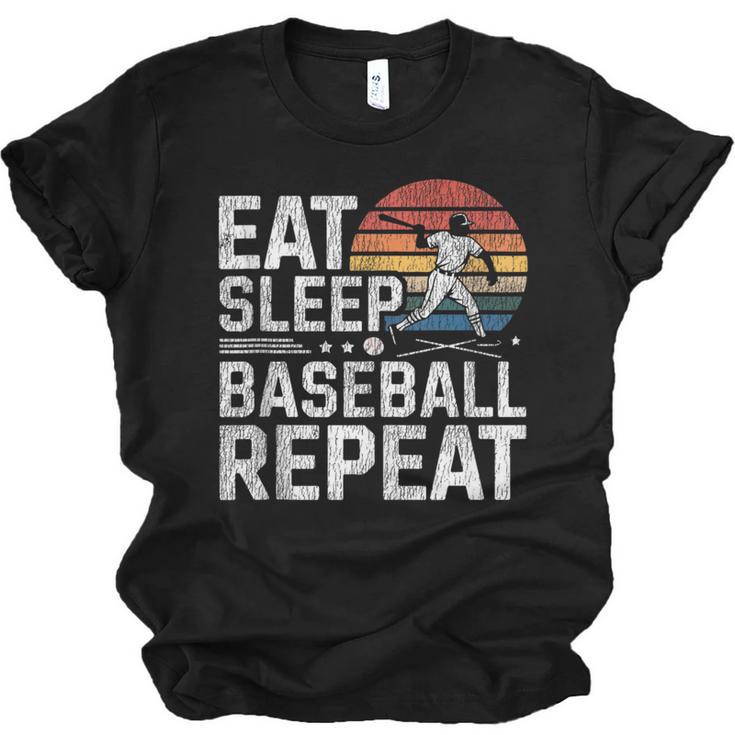 Baseball Fan Vintage Retro Eat Sleep Baseball Repeat Unisex Jersey T-Shirt
