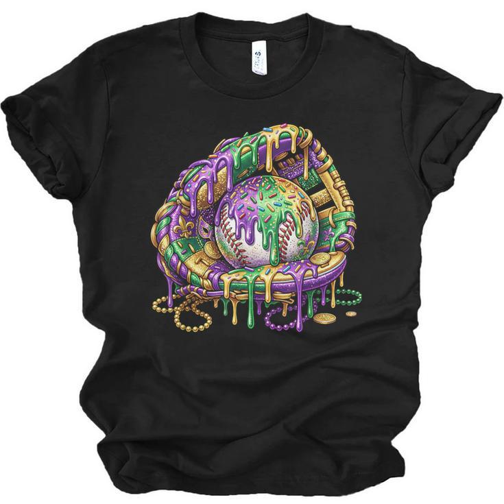 Baseball Glove Ice Cream Mardi Gras Dripping Boys Youth Kids Unisex Jersey T-Shirt