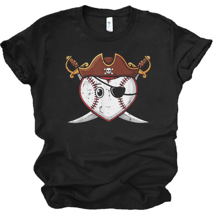 Baseball Heart Pirate Hat Crossed Swords Men Boys Kids Youth Unisex Jersey T-Shirt