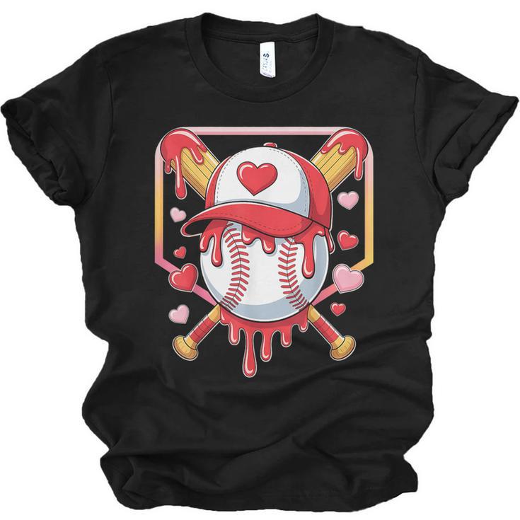Baseball Heart Valentines Day Baseball Ice Cream Drip Boys Unisex Jersey T-Shirt