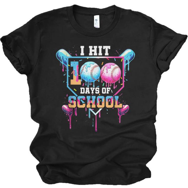 Baseball Ice Cream Drip I Hit 100 Days Of School Boys Kids Unisex Jersey T-Shirt