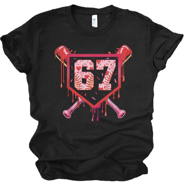 Baseball Ice Cream Drip Number 67 Meme Valentine Couple Love Unisex Jersey T-Shirt