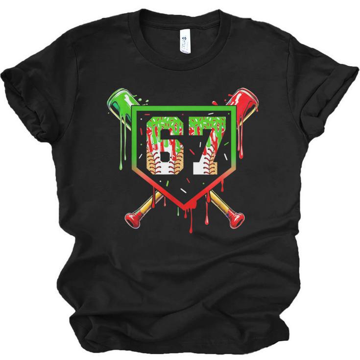 Baseball Ice Cream Drip Number 67 Player 6 7 Christmas Pjs Unisex Jersey T-Shirt