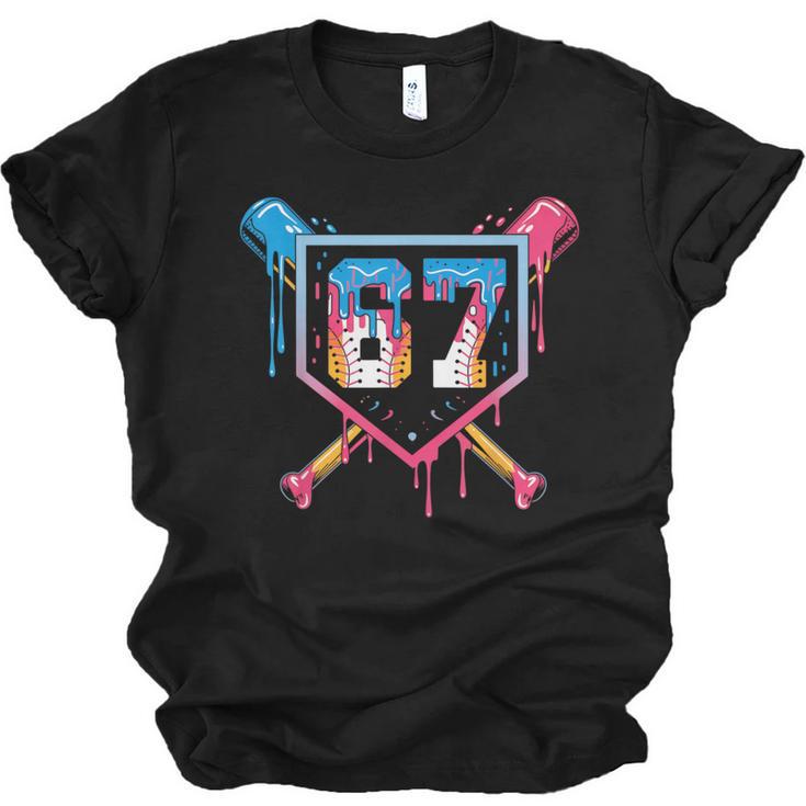 Baseball Ice Cream Drip Number 67 Player 67th Birthday 6 7 Unisex Jersey T-Shirt