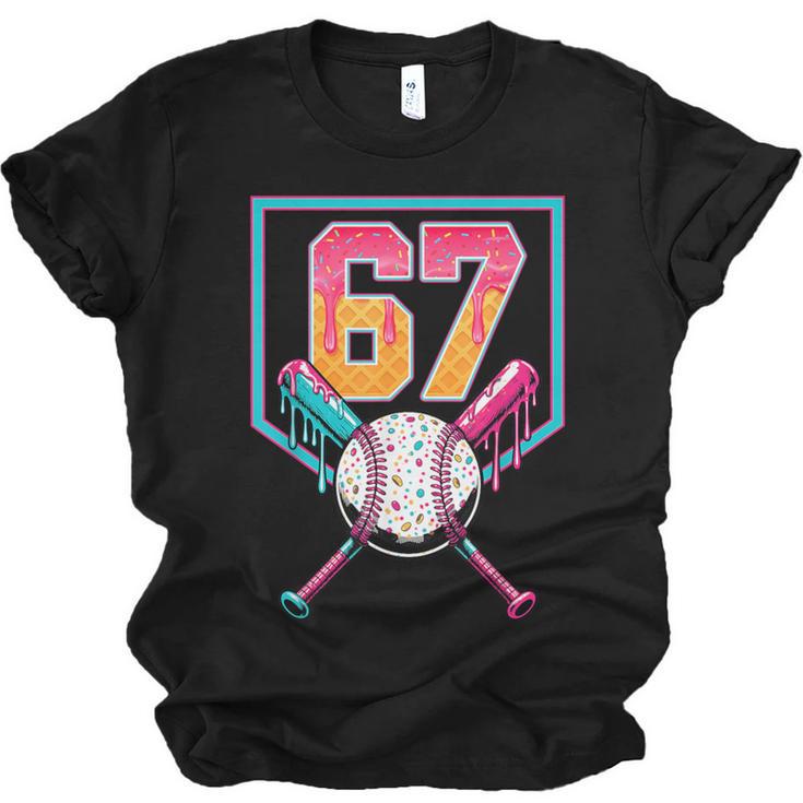 Baseball Ice Cream Drip Number 67 Player 67th Birthday Men Unisex Jersey T-Shirt