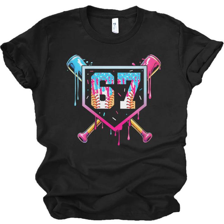 Baseball Ice Cream Drip Number 67 Player 67th Birthday Unisex Jersey T-Shirt