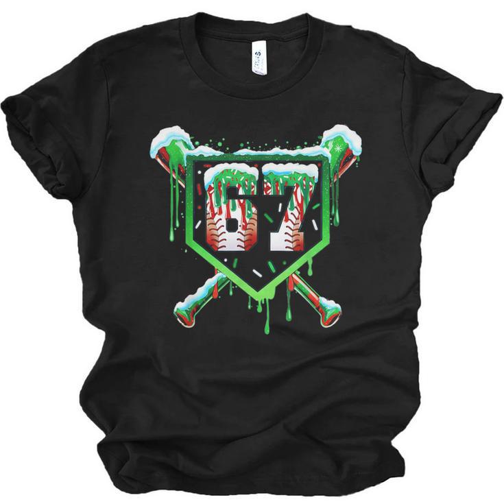 Baseball Ice Cream Drip Number 67 Six Seven Meme Christmas Unisex Jersey T-Shirt