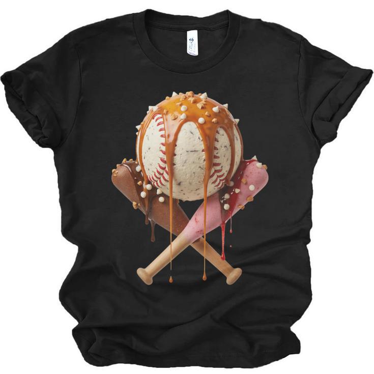 Baseball Ice Cream Drip Style Melting Ice Cream Youth Teen Unisex Jersey T-Shirt