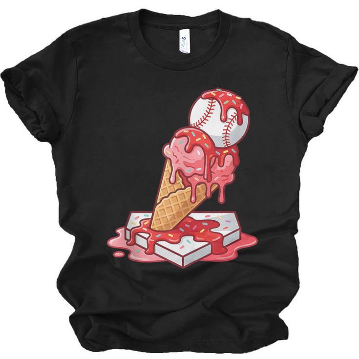 Baseball Ice Cream Drip Youth Strawberry Baseball Red Unisex Jersey T-Shirt