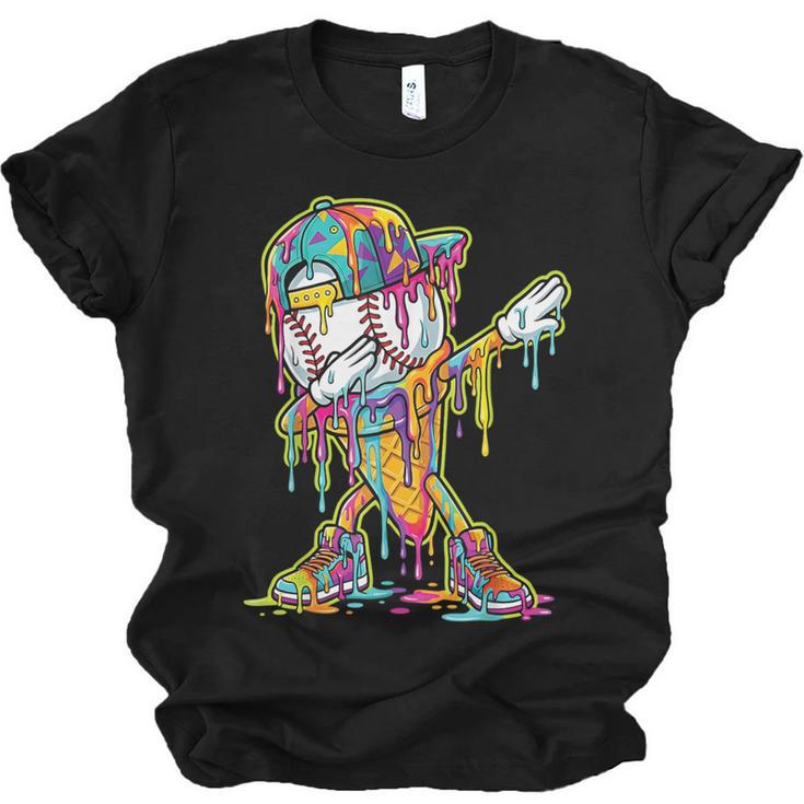 Baseball Ice Cream Dripping Dabbing Baseball Drip Unisex Jersey T-Shirt