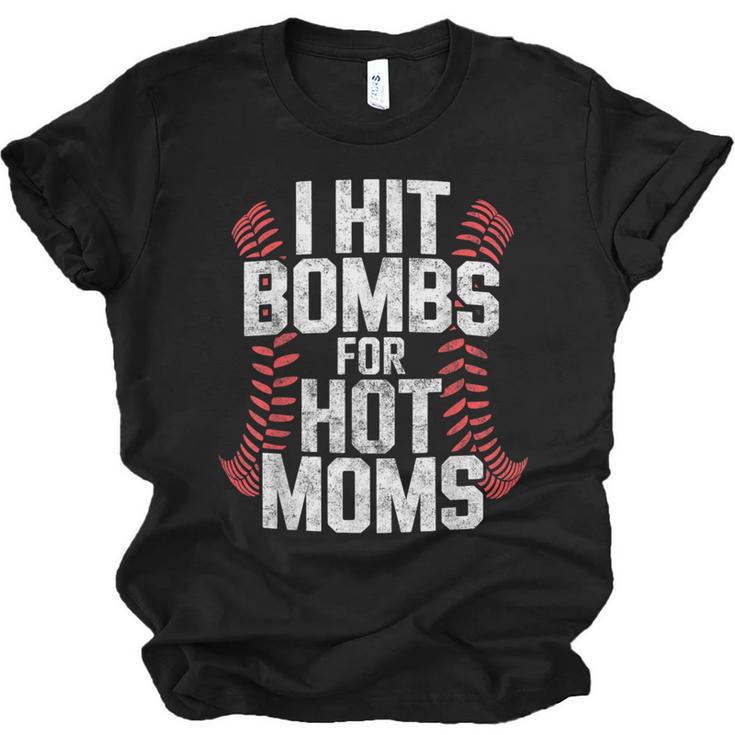 Baseball Joke Tee I Hit Bombs For Hot Moms Player Pitcher Unisex Jersey T-Shirt