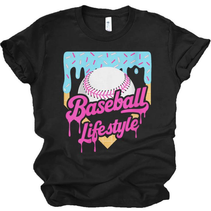 Baseball Life Lifestyle Home Plate Ice Cream Drip Men Boys Unisex Jersey T-Shirt