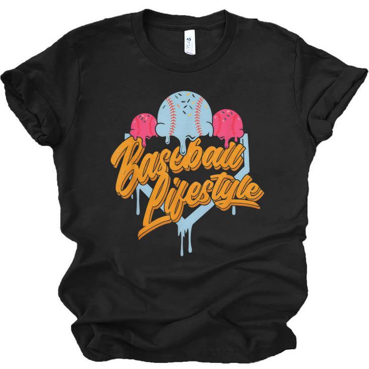 Baseball Lifestyle Home Plate Ice Cream Drip Men Boys Kids Unisex Jersey T-Shirt