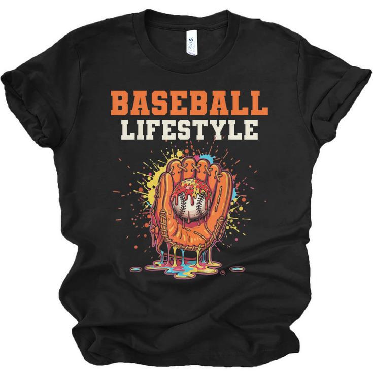 Baseball Lifestyle Ice Cream Drip Baseball Glove Crossed Bat Unisex Jersey T-Shirt
