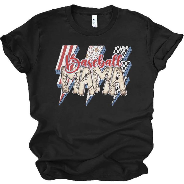 Baseball Mama Lightning Bolt Checkered Varsity Mother's Day Unisex Jersey T-Shirt