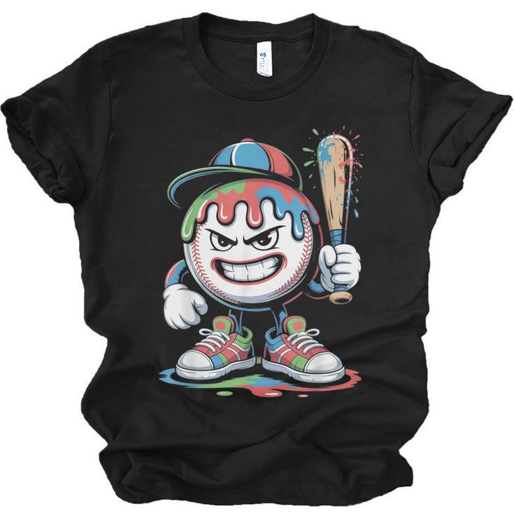 Baseball Mascot Attitude Graffiti Splash Bat Cap Unisex Jersey T-Shirt