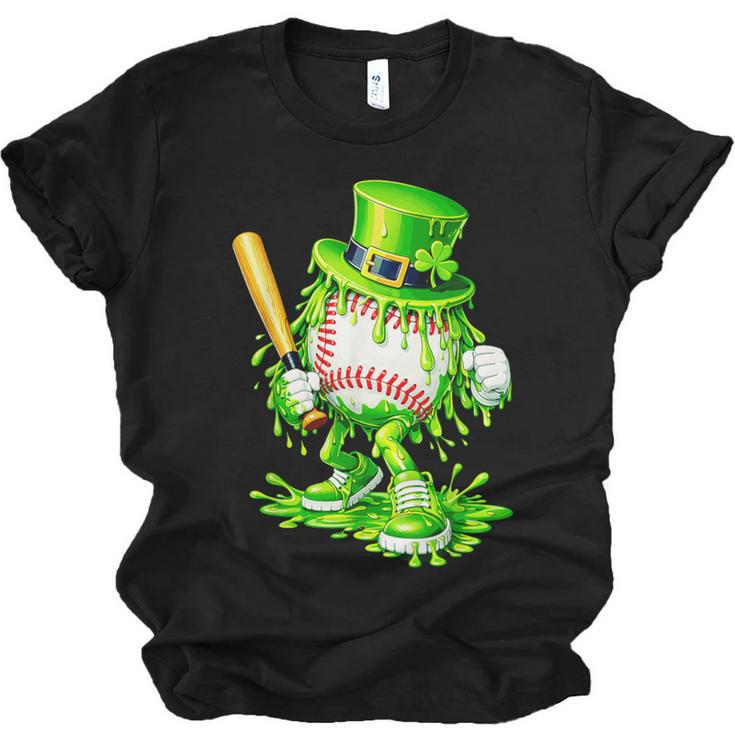 Baseball Player Ice Cream Drip Shamrocks St Patrick's Day Unisex Jersey T-Shirt