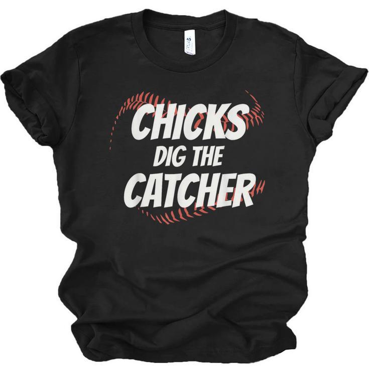 Baseball Seams Chicks Dig The Catcher Unisex Jersey T-Shirt