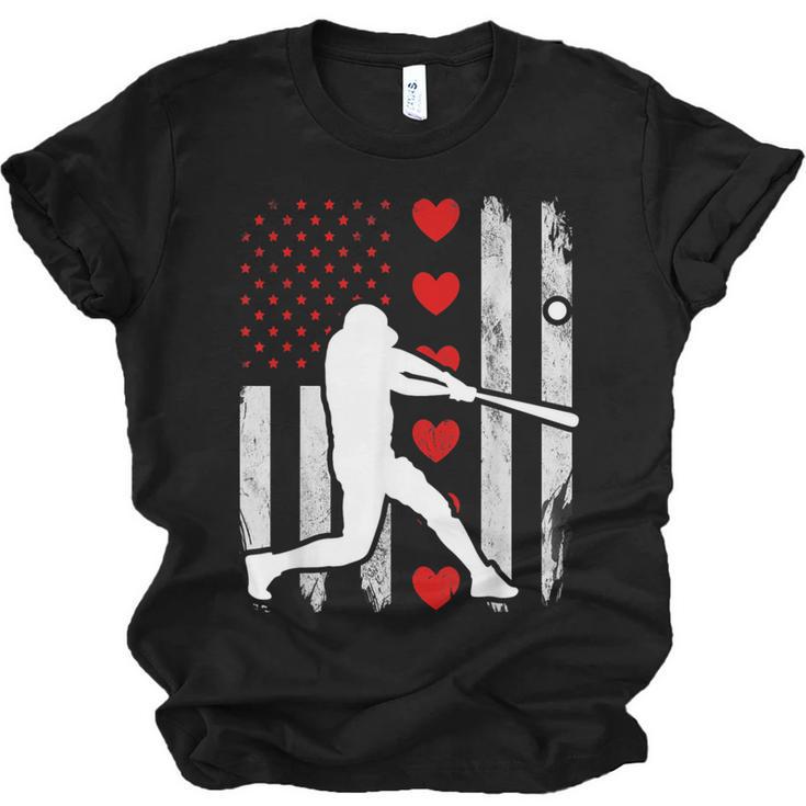 Baseball Silhouette Heart USA Flag Hearts American Boys Kids Unisex Jersey T-Shirt