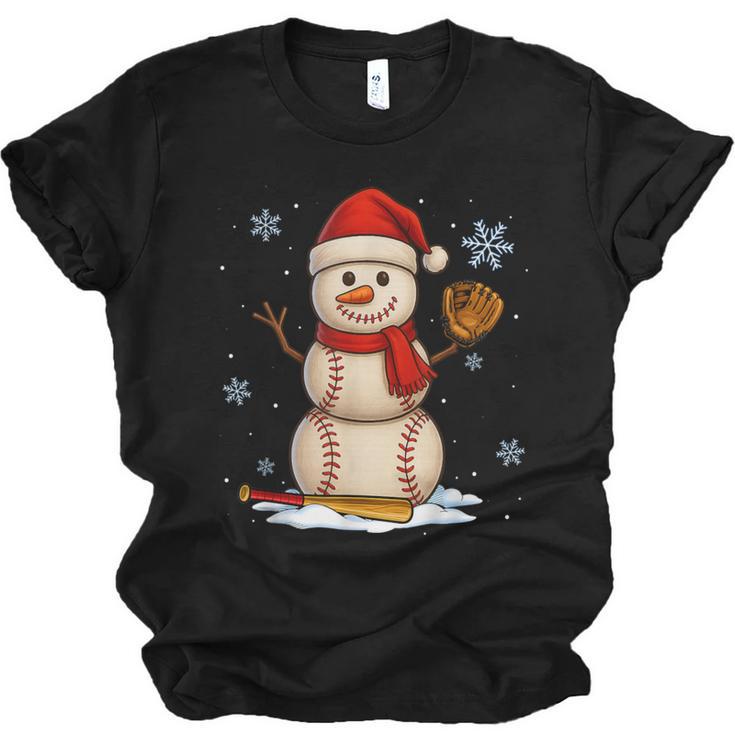 Baseball Snowman Merry Christmas Holiday Sports Xmas Pajamas Unisex Jersey T-Shirt