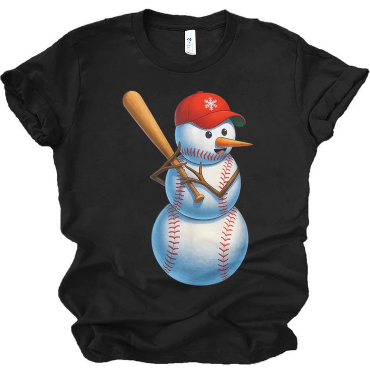 Baseball Snowman Merry Christmas Xmas Pajamas Men Women Kids Unisex Jersey T-Shirt