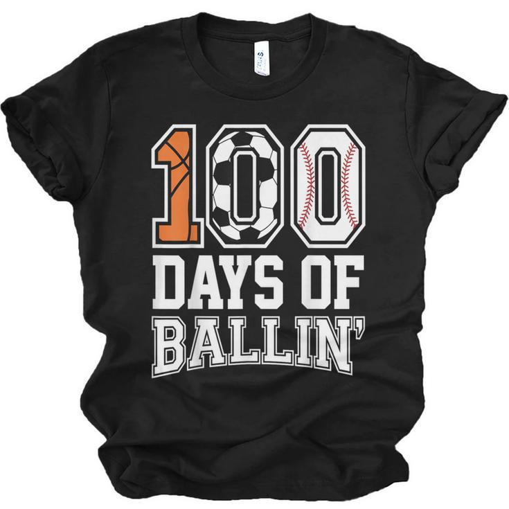 Baseball Soccer Basketball 100 Days Of School Unisex Jersey T-Shirt